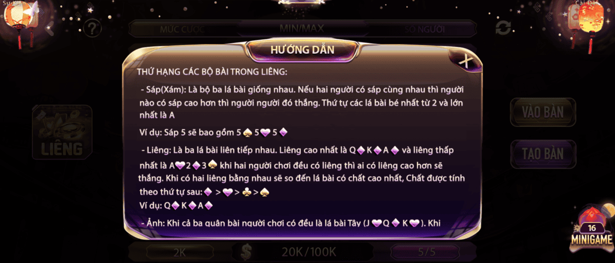 V8 Club hướng dẫn chi tiết thứ hạng các bộ bài trong Liêng 